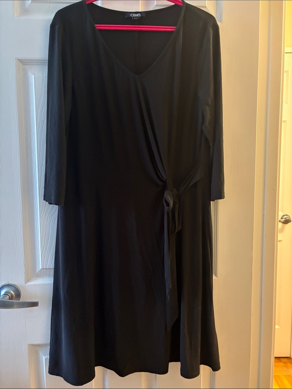 Chaps Black Faux Black Wrap-Front Women’s Dress